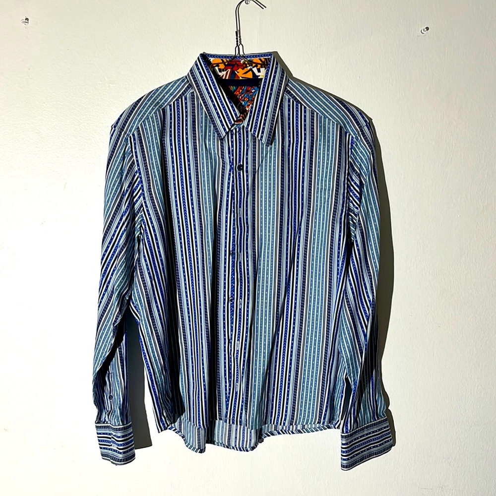 Robert Graham Blue Striped Dress Shirt